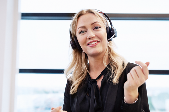 A person wearing a headset.